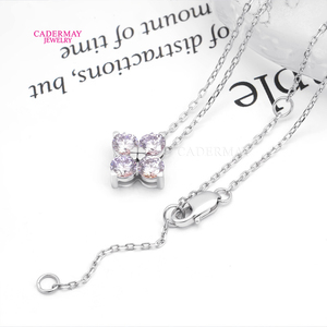 Cadermay Le nouveau collier aux yeux bleus de trèfle à quatre feuilles est fait de pierres précieuses de trèfle à quatre feuilles en argent s925 avec des yeux clignotants - Product Image 4