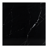 Carrelage en porcelaine aspect marbre noir poli, 60x60cm, carreaux de sol haute brillance pour salon et hall d'hôtel