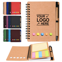 Carnet à spirale personnalisé avec stylo, ensemble de notes autocollantes pour étudiants, papier écologique mignon, mini bloc-notes A6 imprimé, promotionnel