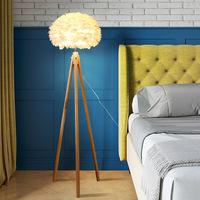 Lámpara de Pie Metálica Pequeña de Estilo Postmoderno con Pluma, LED E27, Altura Ajustable, Rosa/Amarillo/Rojo, Alto CRI 95, para Sala de Estar, Dormitorio, Oficina, Hotel