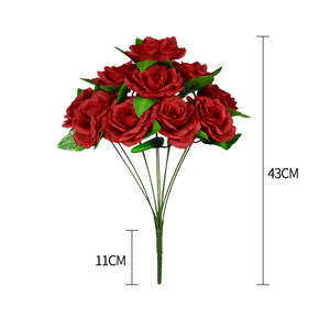 Factory Outlet Artificial 10 cabezas ramo de flores rosas arreglo Floral de seda boda fiesta en casa decoración Fleurs Artificielles - Product Image 5