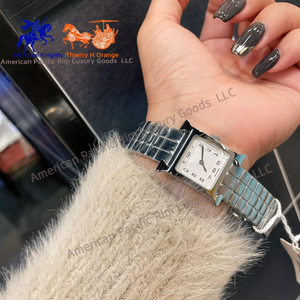 Montre rectangulaire pour homme H Brand, nouvelle collection 2024, double cadran, fuseau horaire, mécanique, bracelet en cuir inversé, quartz - Product Image 1