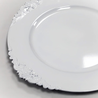 Ventes chaudes, assiettes décoratives écologiques en plastique blanc de 13 pouces pour les mariages, les fêtes et les banquets