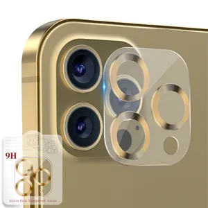 Pelindung lensa kamera iphone 13 14, produk baru pelindung lensa kamera kaca tempered logam warna-warni untuk iphone 11 12 pro max