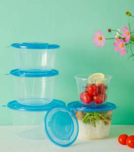 Bol rond transparent jetable en plastique PET écologique en gros avec couvercle pour servir des légumes lors de fêtes - Product Image 6