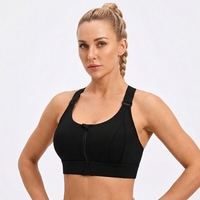Soutien-gorge de sport pour femme avec fermeture éclair frontale, ajustable, bonnet complet, respirant, dos sculptant, bretelles amovibles, du S au 5XL, vente en gros