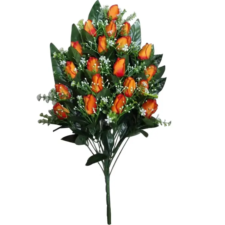 20 kafa turuncu ipek yapay gül buketi çiçek