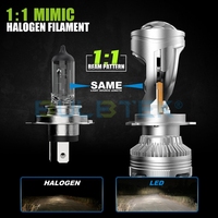 BULBTEK AM14 MINI H4 avec ventilateur Super lumineux LED 146W 10600LM faisceau haut bas large éclairage moto phare LED projecteur lentille