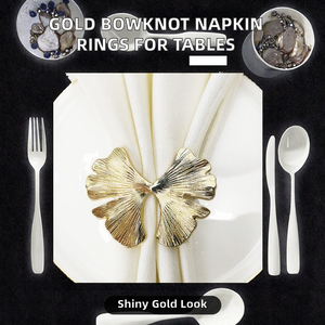 Gold Bowknot Metal Napkin Rings for Party <b>Table</b> Settings-Stocked - Product Image 2
