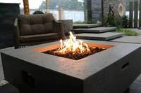 Table de foyer extérieur au gaz en béton, 18 po de hauteur x 36 po de largeur
