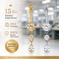 Anneau de nombril personnalisé en titane ASTM F136, durable et hypoallergénique, avec zircon incrusté en forme de marquise, pour un cadeau tendance