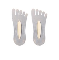 Chaussettes invisibles respirantes à cinq doigts antidérapantes pour femme, coupe basse, en maille rose et blanche, idéales pour l'été