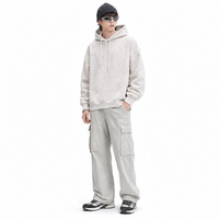 Sweat à capuche oversize en molleton brossé couleur charbon Snow Wash, coupe carrée, style streetwear, vierge, pour automne-hiver