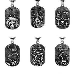 Colliers pour hommes avec signe astrologique 3D des 12 zodiaques, pendentif au design unique de horoscope - Product Image 6