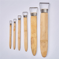 6 pièces fonctionnel poterie argile céramique bambou grattoir denté pour sculpter faire des tasses artisanat