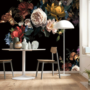 Palais européen rétro réaliste fleur Rose Illustration Tv fond mur Pvc papier peint - Product Image 1