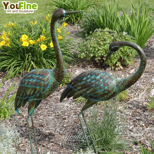 Statue d'heron <span class=keywords><strong>vert</strong></span> en métal Bronze taille réelle, Sculpture d'ornement de jardin - Product Image 5