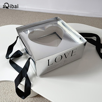 Caja de Regalo con Forma de Corazón para el Día de San Valentín, Caja de Flores Plegable con Espejo, Bolsa de Flores, Caja de Regalo para Frutas