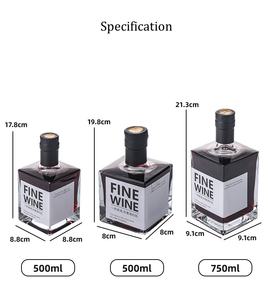 250 בצורת ריבוע מ "ל 500 מ" ל בקבוקי זכוכית עם עץ כהה בר העליון פקקים סיטונאי - Product Image 2