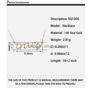Collar <span class=keywords><strong>de</strong></span> <span class=keywords><strong>Oro</strong></span> Macizo Personalizable <span class=keywords><strong>con</strong></span> <span class=keywords><strong>Nombre</strong></span> en Letra, Diseño Único, 9K 14K 18K, Collar <span class=keywords><strong>de</strong></span> Diamantes <span class=keywords><strong>de</strong></span> Moda - Product Image 6