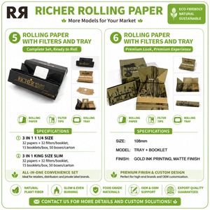 กระดาษมวนบุหรี่ Richer ขนาด 1 1/4 ชุด 3in1 พร้อมถาด ที่บด และทิปส์ 32 แผ่น - Product Image 5