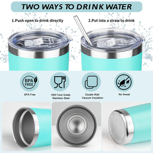 20oz Tumbler Stainless Steel Insulated Double Wall Travel Tumbler Durable Coffee Mug Powder Coated Thermal <b>Cup</b> with Sliding Lid - Product Image 2