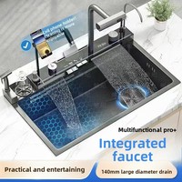 Évier de cuisine Whale Raindance grand bol simple avec robinet multifonctionnel en acier inoxydable quatre design transfrontalier