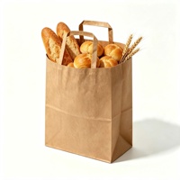 Sac en papier kraft brun recyclable avec poignée plate, personnalisable avec logo, pour supermarché, idéal pour pizza, pain et restauration rapide - Offre Spéciale