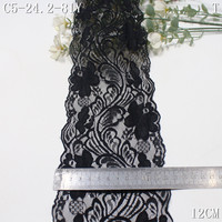 Ruban de dentelle noire florale non élastique de 7 cm de large, bordure festonnée pour la décoration de vêtements, couture de robes, vente en gros
