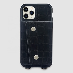 Pour iPhone 11 Pro Max Bandoulière Noir Collier De Lanière Bandoulière Portefeuille En Cuir <span class=keywords><strong>Housse</strong></span> de Téléphone Avec Sangle - Product Image 2