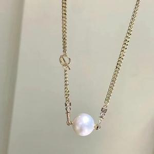 Collar de Perlas de Agua Dulce de Estilo Europeo Americano de 10-11 mm para Mujer, Cadena de Clavícula de Lujo Ligero, Collar de Cadena - Product Image 1