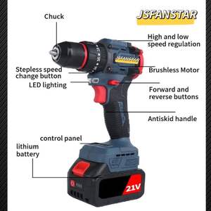 Cacciavite Elettrico e Trapano <span class=keywords><strong>Avvitatore</strong></span> <span class=keywords><strong>Professionale</strong></span> a Batteria al Litio <span class=keywords><strong>Brushless</strong></span> per Cemento Senza Fili - Product Image 3