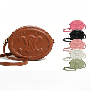 Bolsos Ovalados de PU Coloridos con Logotipo en Relieve, Diseño de Logotipo Único, Correa Ajustable, Grabado Icónico, Perfectos para Amantes de la Moda - Product Image 1
