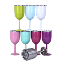 Verres à vin incassables à Double paroi en acier inoxydable 18/8, gobelet à vin à tige avec couvercle anti-éclaboussures 12 Oz