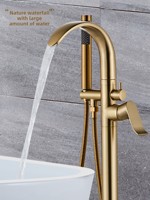 Robinet de baignoire cascade à poignée unique chaud/froid avec douchette, mitigeur de salle de bain finition brossée