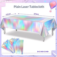 Nappe de fête à thème arc-en-ciel laser, nappe jetable, fournitures de décoration, fournitures pour mariage et anniversaire, cadeau de festival