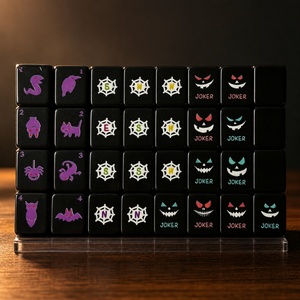 Tuiles de Mahjong Américain en Acrylique Thème Halloween en Stock pour Usage Domestique en Mélamine Noire - Product Image 1