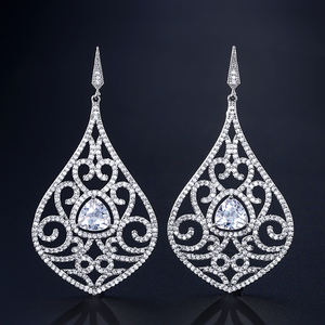 Pendientes colgantes de platino de aniversario impresionantes RAKOL EP2249 para mujer - Product Image 1