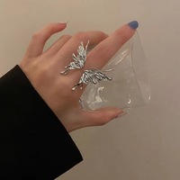Anillo de Acero Inoxidable con Diseño de Alas de Ángel, Ajustable y Plateado, para Uso Diario y Regalos en Festivales para Mujeres