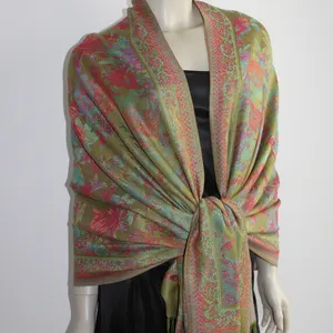 begonia custom pashmina jacquard weave pashmina shawl scarf in stock