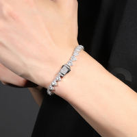 Bracelet Scintillant en Forme de Cœur à Double Rang avec Zircons, Plaqué Or 18 Carats, Bracelet Tennis Cœur Iced Out, Breloques Cadeau pour Femme