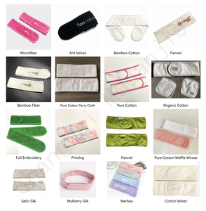 Bandeau Serre-Tête en Tissu Éponge à Velcro Faible MOQ Logo Broderie Personnalisé Réglable Antidérapant Lavable pour Maquillage Sport <span class=keywords><strong>Douche</strong></span> Spa - Product Image 4