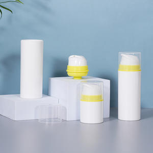 Personalización al por mayor 30ml 50ml 100mL 120ml 150ml 200ml bomba de anillo amarillo cuerpo de botella sin aire blanco para el cuidado de la piel - Product Image 1
