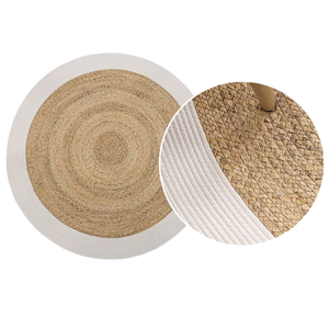 Alfombras de jacinto de agua de Vietnam con borde de fibra blanca clásica de cojín al por mayor, alfombrilla de suelo ecológica de forma redonda para uso doméstico y hotelero - Product Image 1