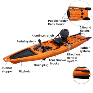 Kayak Estable y Seguro para 1 Persona, de 12.5 Pies de Largo y 39 Pulgadas de Ancho, con Casco de PE Importado Ajustable, para Pesca en el Mar - Product Image 3