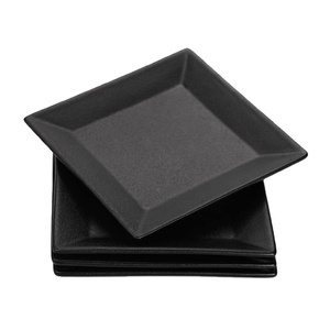 Ensemble d'assiettes carrées en céramique <span class=keywords><strong>noire</strong></span> de 10 pouces Grandes assiettes de service en <span class=keywords><strong>porcelaine</strong></span> pour Steak Pâtes Pizza - Product Image 1