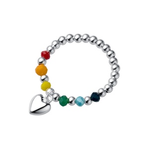 Anillos Divertidos Unisex de Plata 925, Chapados en Rodio, con Cuerda Elástica, Cuentas Coloridas, Dijes, Circonita Certificada CMA para Niños y Bodas - Product Image 1