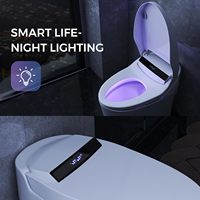 Toilettes intelligentes avec siège chauffant intégré, toilettes bidet monobloc, toilettes sans réservoir avec rinçage au pied et affichage LED