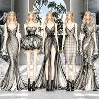 Robe de soirée sirène noire de luxe sur mesure, collection VIP, design de créateur, coupe maxi décontractée, mini à fente haute, faible MOQ