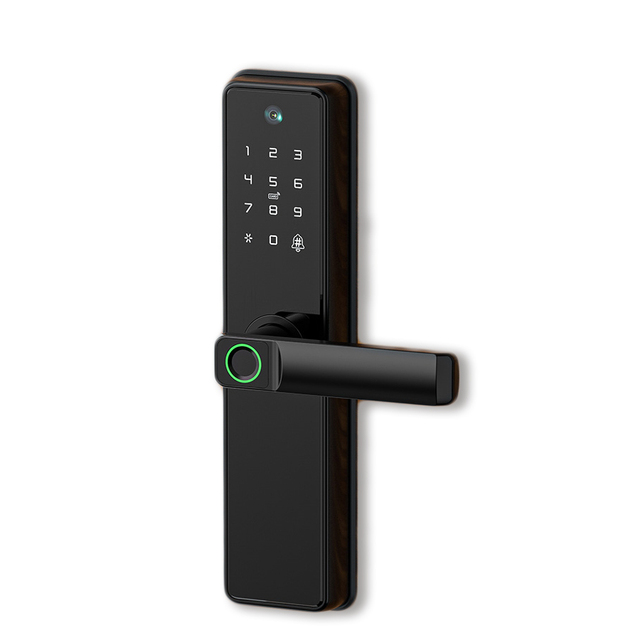 SinovoTEC Tuya WIFI Smart Anti-Theft Electronic Fingerprint Password Card Security Door Lock Camera Aluminum Alloy Cat-eye Style